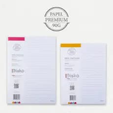 Refil Caderno De Disco 50 Folhas Pautadas Gramatura 90g Offset Reposicionável Bloco Refil P/ Estudos