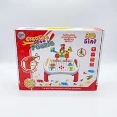 Mesa Criativa Educativa Infantil 247 Peças com Furadeira de Brinquedo Montagem 3D STEM Montessori