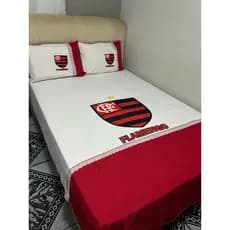 LENÇOL CASAL PINTADO TIMES COM FRONHA JOGO DE CAMA 3 PEÇAS