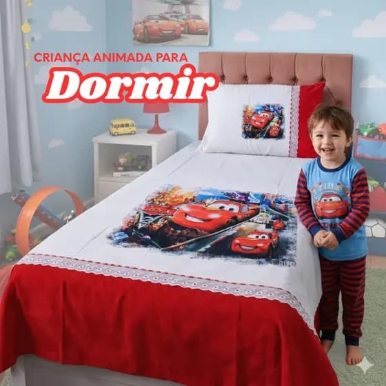 Jogo de cama solteiro infantil estampa de desenhos  acompanha 1 Lençol e 1 fronha de travesseiro