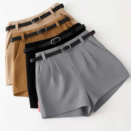 SHORT ALFAIATARIA FEMININO COM CINTO FINO SOCIAl VERAO