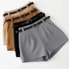 SHORT ALFAIATARIA FEMININO COM CINTO FINO SOCIAl VERAO