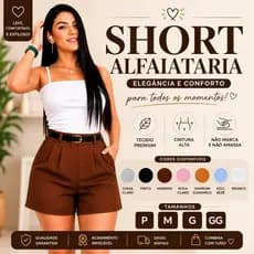 KIT 2  Short Feminino Alfaiataria ZA Social com Cinto cintura alta com bolso tendência Promoção