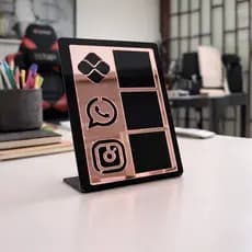 Placa Pix Instagram WhatsApp Display 3 em 1 Acrílica QR Code Mesa Balcão