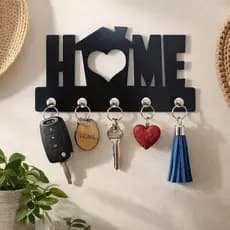 Porta Chaves De Parede Home MDF 3mm Decorativo Autocolante