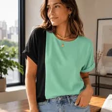 Blusa Feminina Bicolor Elegante em Crepe Duna Premium