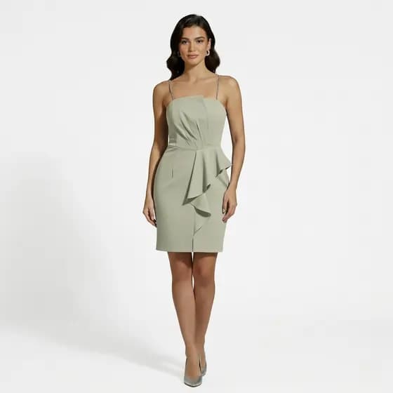Vestido Mini Elegante com Babados e Alças de Strass - Perfeito para Festas e Eventos!