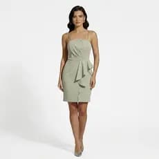 Vestido Mini Elegante com Babados e Alças de Strass - Perfeito para Festas e Eventos!