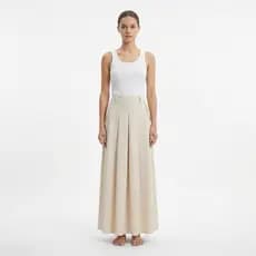 Saia Plissada Feminina Midi Cintura Alta Forrada Lisa Moda Evangélica Elegante Confortável