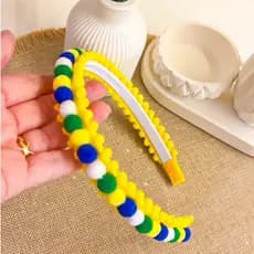 Tiara Pompom Menina Brasil 🇧🇷 | Tiara Infantil Brasil 🇧🇷 | Tiara Infantil Verde e Amarela| Tiara Luxo Copa do Mundo 🇧🇷
