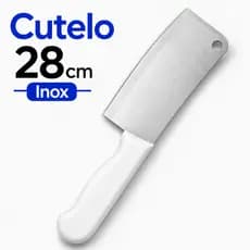 Cutelo 28cm Grande Profissional Inox Cabo Branco Afiado