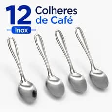 Colher de Café 12 Peças Inox 10cm Resistentes Cozinha Jogo Talheres