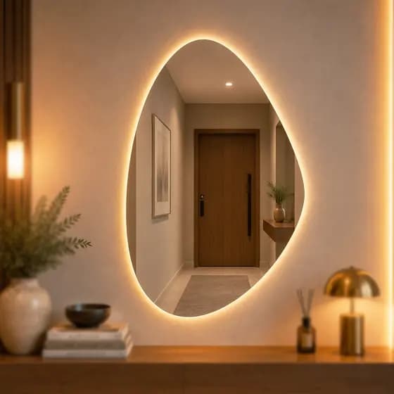 Espelho Orgânico Decorativo com LED S/ Fio Luz Fria E Quente