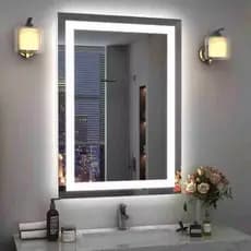 Espelho Led Jateado Com Touch Para Banheiro e Decoração Led Frio e Quente