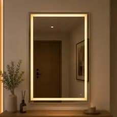 Espelho Camarim Retangular LED 120x70 Jateado 3 Cores Profissional Grande Luz Maquiagem Decorativo