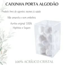 Porta Algodão Caixa Organizadora com Tampa em Acrílico Cristal ANACARDIER
