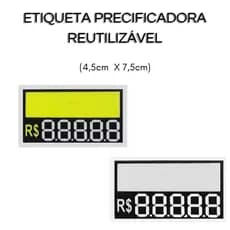 50 UNIDADES - ETIQUETA PRECIFICADORA REUTILIZÁVEL  DE PVC 4,5cm x 7,5cm