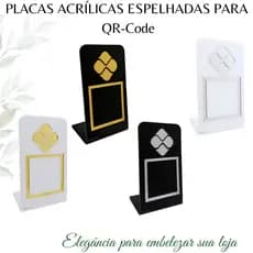 Placa De Pagamento Pix Via Qr Code em Acrílico com Ícones Espelhados ANACARDIER