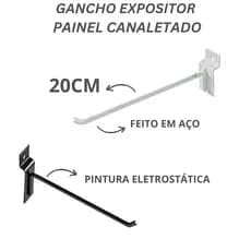 KIT 20 Unidades Gancho Expositor para Painel Canaletado em 20cm