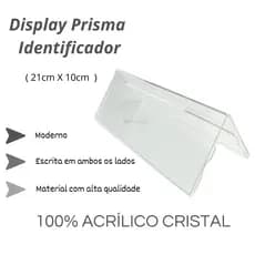 Placa Prisma Porta Folha Identificadora de Mesa Em Acrílico Cristal