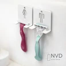 Kit Suporte de Barbeador Para Banheiro em Acrílico Masculino e Feminino Presto barba