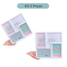Kit 2 peças Porta Retrato com 4 fotos 10x15 e 15x10 Presente Decoração