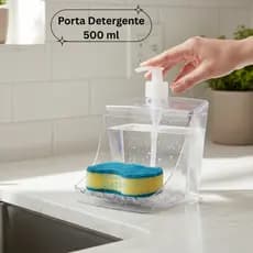 Porta Detergente Com Suporte Para Bucha 500ml Dispenser De Pia Prático Moderno Pia Cozinha