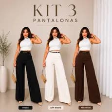 Kit 3 Calça Social Feminina Pantalona Com Cinto Alfaiataria Lançamento Moda Luxo Elegancia Social