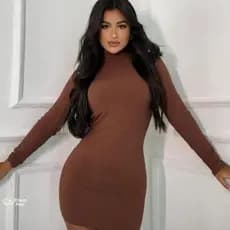 Vestido Inverno Manga Longa  Feminino Gola Alta Curto Empina BumBum
