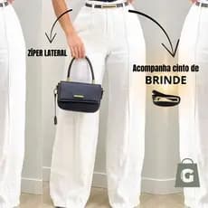 Calça Pantalona Alfaiataria Social Feminina Com Cinto Lançamento Moda Luxo Elegancia Social