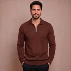 Blusa Tricot Casaco Masculino Elegante Manga Longa Premium Gola Polo Inverno