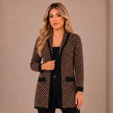 Casaco Cardigan Feminino Longo Lãzinha Quentinha Inverno Aberto Manga Longa Sobretudo Leve