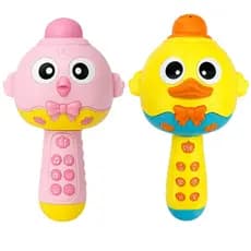 Microfone Infantil Patinho Musical Bluetooth Recarregável Com Luzes E Músicas