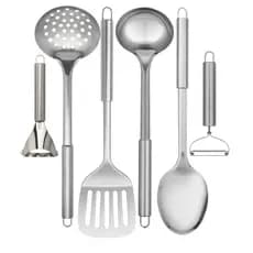 Utensílio de Cozinha Inox Profissional Concha Escumadeira Espátula Colher Arroz Descascador