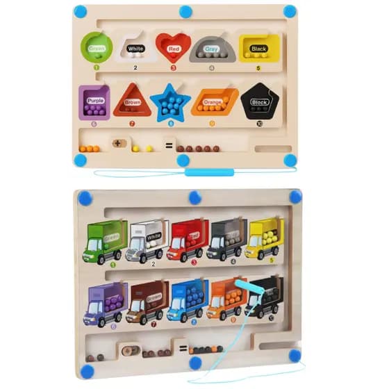 Labirinto Magnético Infantil Montessori de Madeira – Brinquedo Educativo Números e Cores