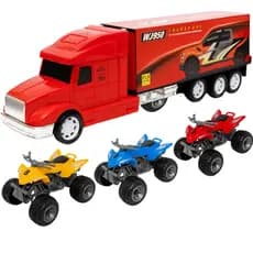 Kit Caminhão Infantil com 3 Mini Quadriciclos Educativo Presente Crianças Brinquedo de Menino