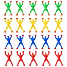 Kit 20 Bonecos Escaladores Homem Geleca Ninja 8cm Gruda e Desce na Parede Infantil