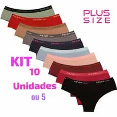 Kit 10 Calcinhas de Algodão Plus Size Conforto Tanga Cotton