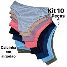 Kit Calcinhas Tanga Algodão Conforto Tanga Básica Cotton Feminina