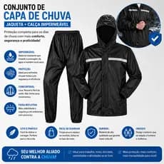 Capa de Chuva Impermeável Motoqueiro Com Touca E Viseira - G