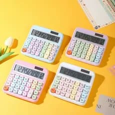 Calculadora Solar Colorida de Mesa 12 Dígitos Grande e Médio Tela LCD Botão Mecanico