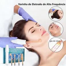 Aparelho Alta Frequência Portátil Para Limpeza De Pele Tratamento Facial e Capilar 4 Eletrodos Eletroterapia Bivolt