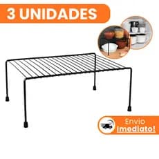 Kit 3 Organizador de Cozinha Rack Prateleira Suspensa Suporte Armário Multiuso 32cm Elegante Aramado