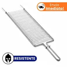 Grelha de Peixe Churrasco Abaulada Dupla 70 x 20 Assar Peixe Carne Churrasco Grande Premium