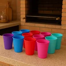 Kit Copos 300 ml de Plástico - Merenda, festas, crianças - Reutilizável
