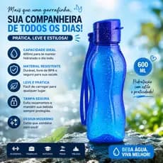 Kit 2 garrafas squeeze 600 ml Desing ergonômico e leve