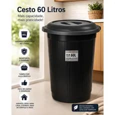 Cesto Lixeira Grande 60L com tampa– Robusta, Funcional e de Alta Qualidade