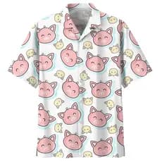 Camisa Havaiana Com Estampa De Porco De Desenho Animado Para Homens , Animais Impressos Em 3D , Manga Curta , Lapela De