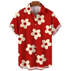 Camisa Havaiana Impressa Em 3D Verão Masculina Novo Estilo Lapela De Manga Curta