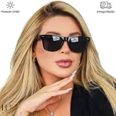 Óculos de Sol Feminino Quadrado Preto UV400 Proteção Solar Retrô Blogueira Lux Glasses